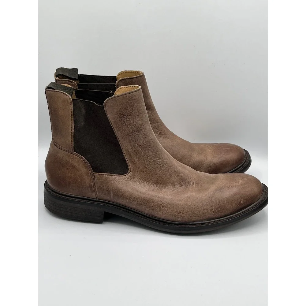 Cole Haan Men Brown Leather Chelsea Boots C12777 Distressed Lug Sole Sz 9.5 M